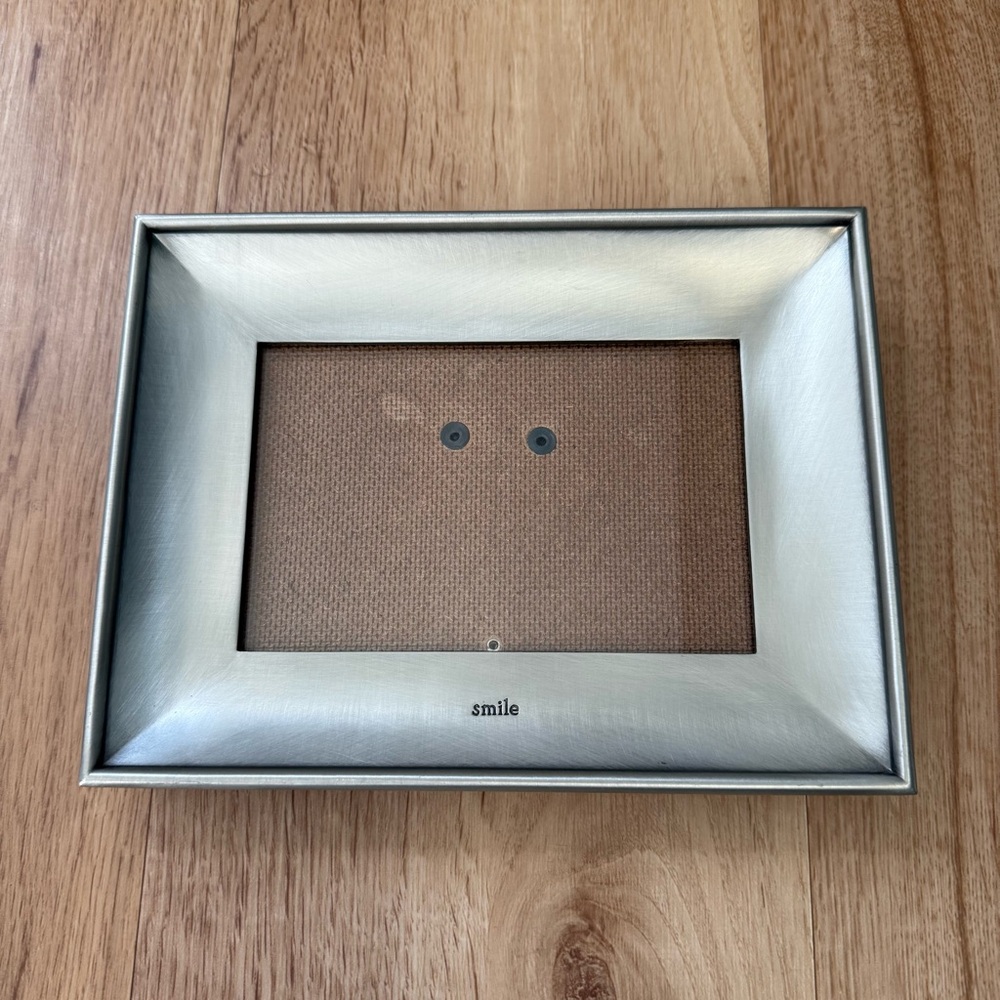 Pottery Barn "Smile" Sentiment Photo Picture Frame for 4x6 Photo Brushed Silver